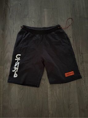 Heron Preston Black Men's Graphic Casual Drawstring Shorts